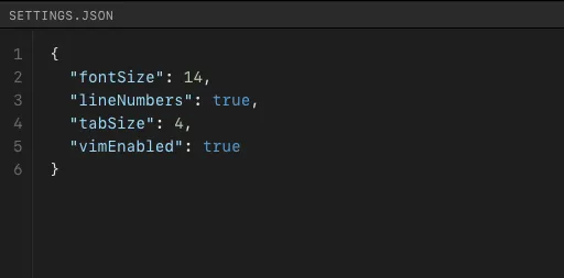 settings is a json file